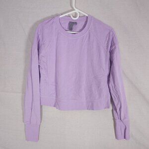 Sweaty Betty Womens Sweatshirt Sz 6 Light Purple Pullover Crop Lounge Athleisure